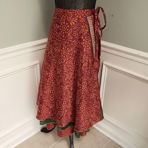 EARTHBOUND Red and Green Maxi Skirt